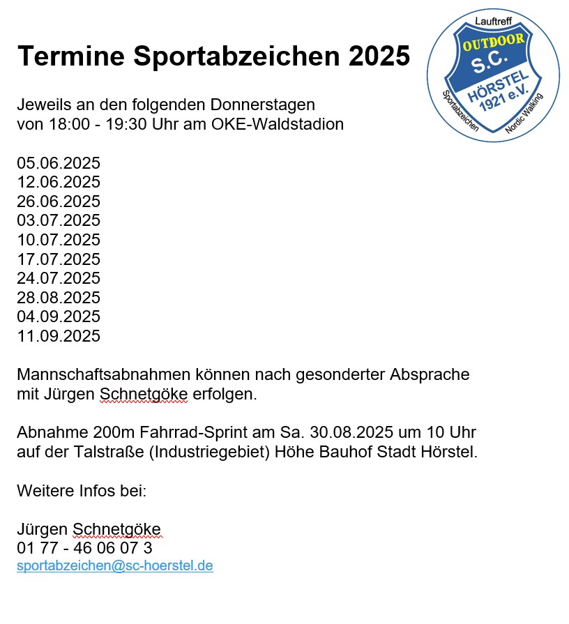 Termine Sportabzeichen 2025